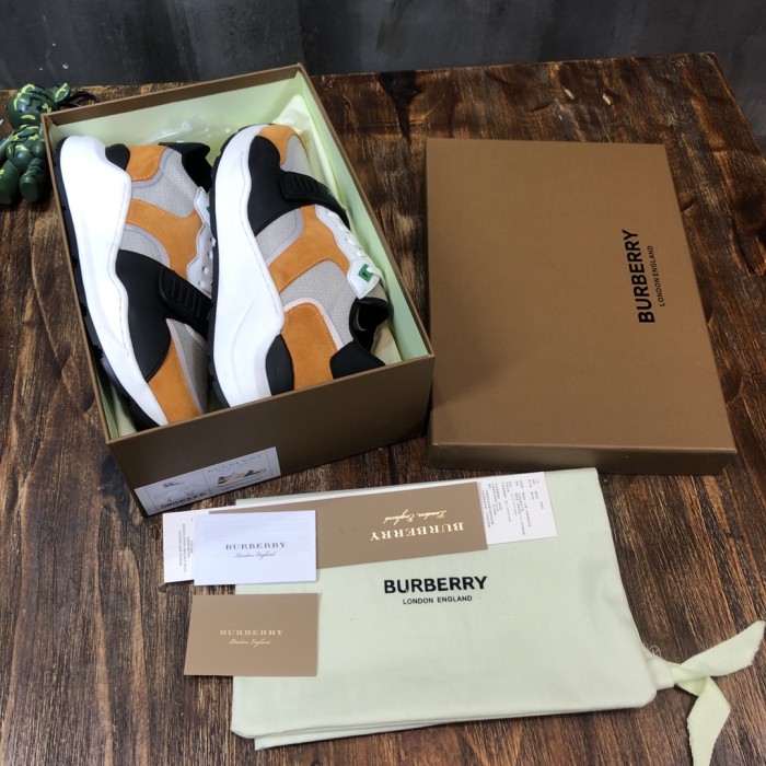 Burberry Cow Leather Low top Casual Shoes Bright Orange