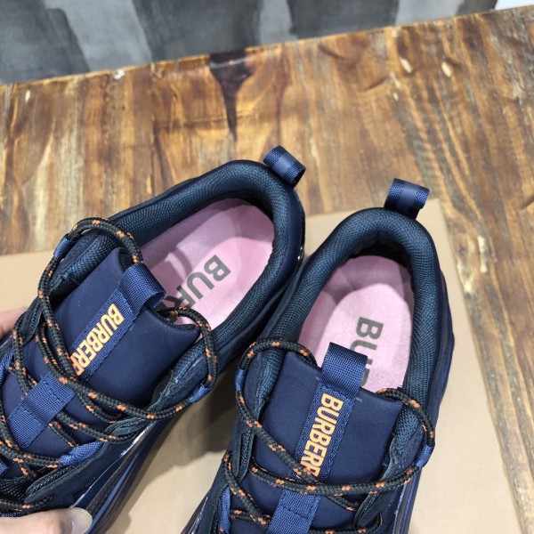 Burberry Arthur Split Suede Low top Athletic Shoes Marine Blue