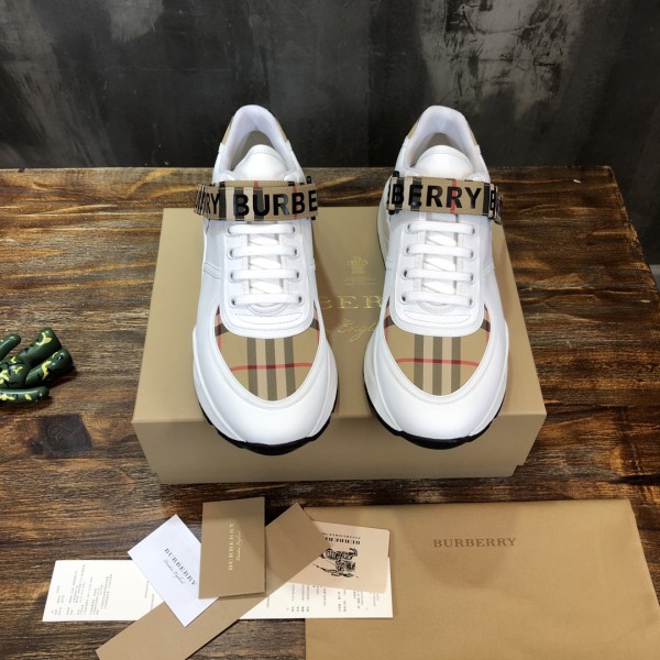 Burberry Vintage Check Leather Beige White