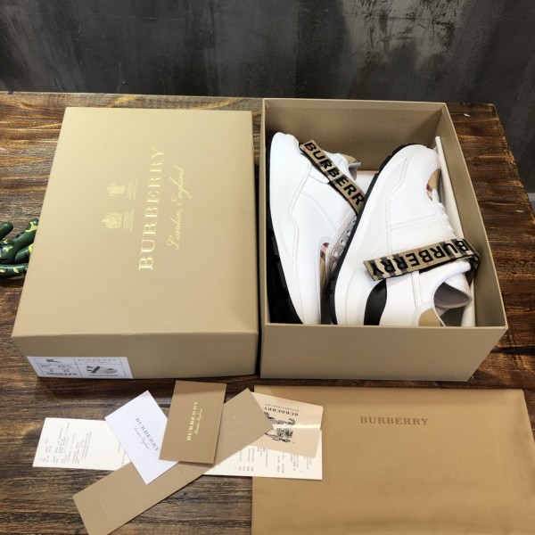 Burberry Vintage Check Leather Beige White