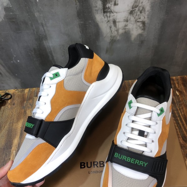Burberry Cow Leather Low top Casual Shoes Bright Orange