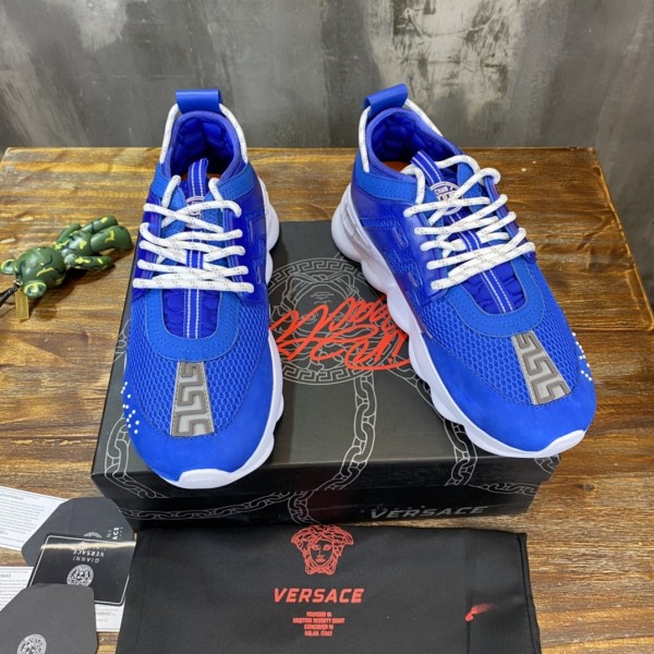 Versace Chain Reaction Blue Mesh Rubber Suede