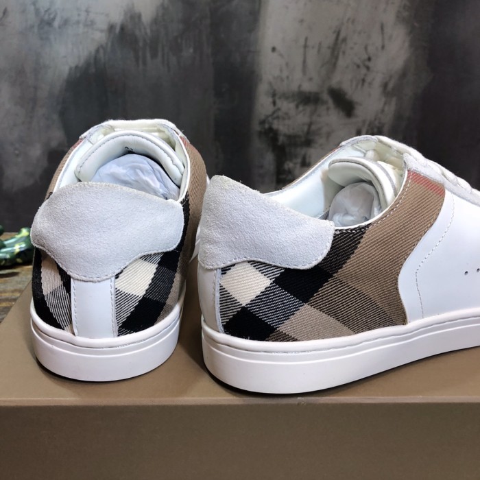 Burberry Leather Suede and House Check Sneakers Optic White
