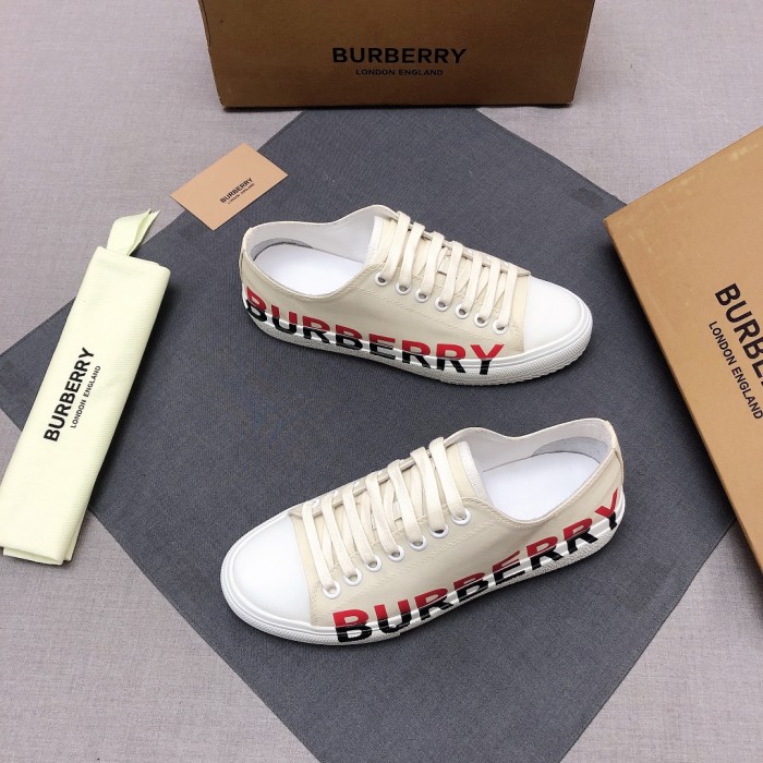 Burberry Low Top Canvas Shoes Cream