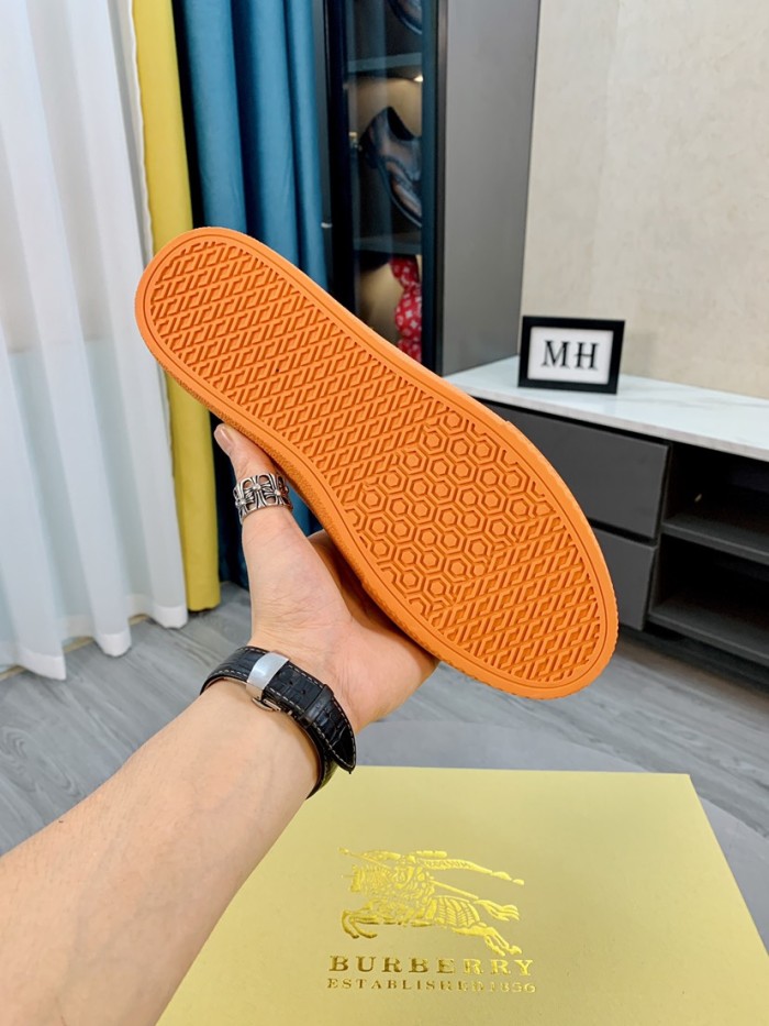 Burberry Larkhall Logo Low Top Canvas Shoes White Orange