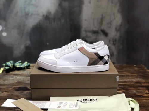 Burberry Leather Suede and House Check Sneakers Optic White