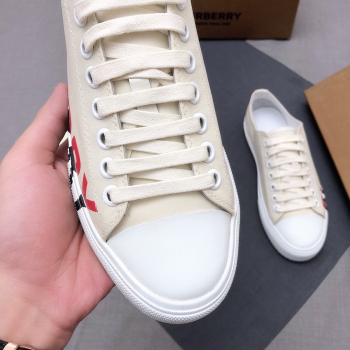Burberry Low Top Canvas Shoes Cream