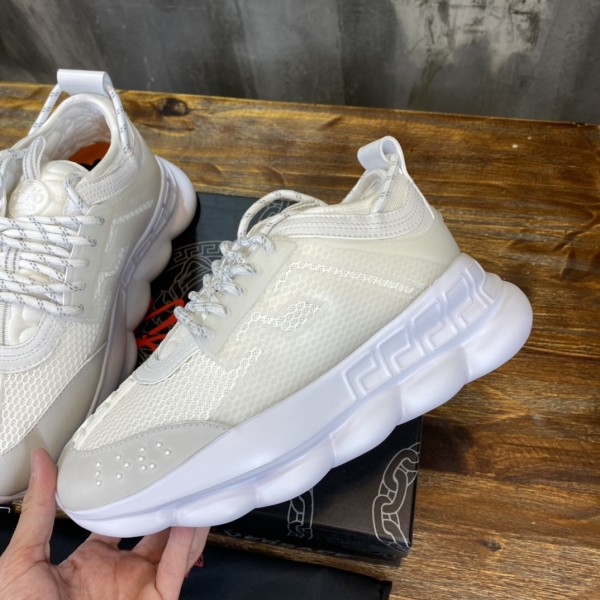 Versace Chain Reaction White Mesh Rubber Suede