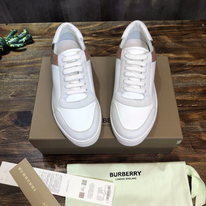 Burberry Leather Suede and House Check Sneakers Optic White