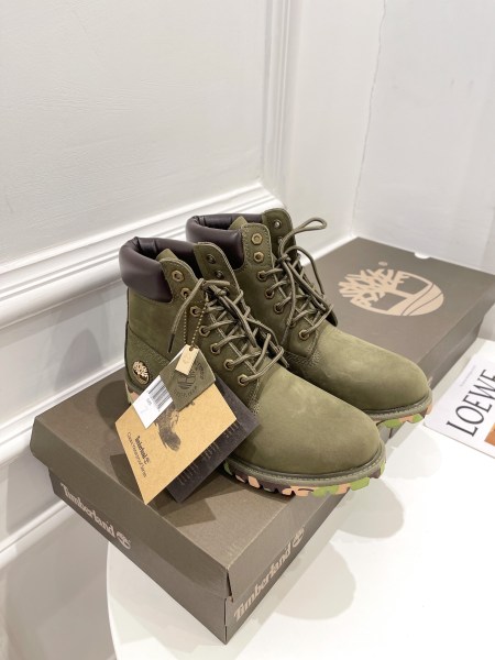 Timberland ICON 6IN PREMIUM BOOT ARMY GREEN NUBUCK WITH CAMO OUTSOLE TB06716B Men's Boots 6 Inch Premium Boots Work Boots