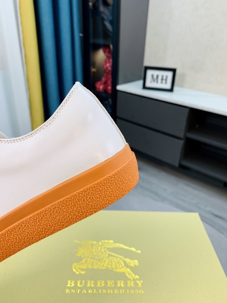 Burberry Larkhall Logo Low Top Canvas Shoes White Orange