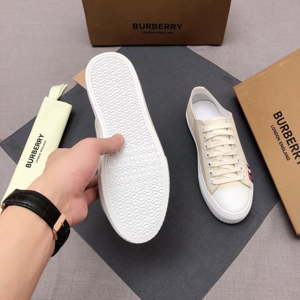 Burberry Low Top Canvas Shoes Cream