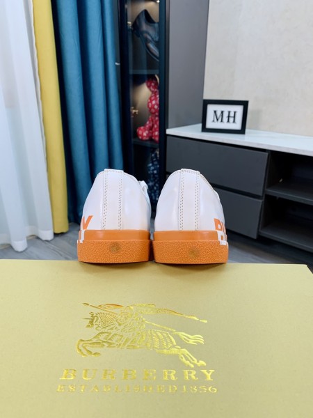 Burberry Larkhall Logo Low Top Canvas Shoes White Orange