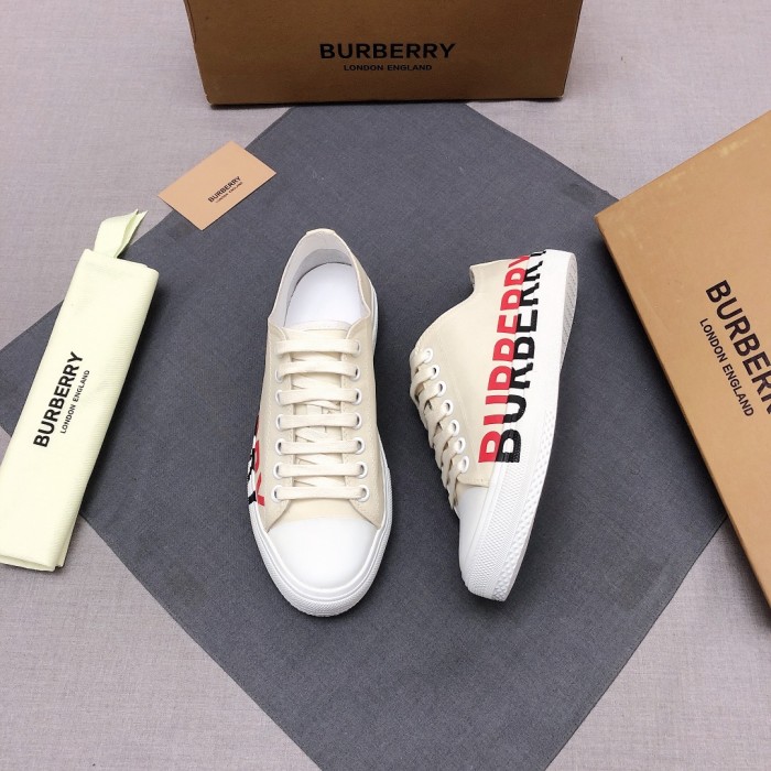 Burberry Low Top Canvas Shoes Cream