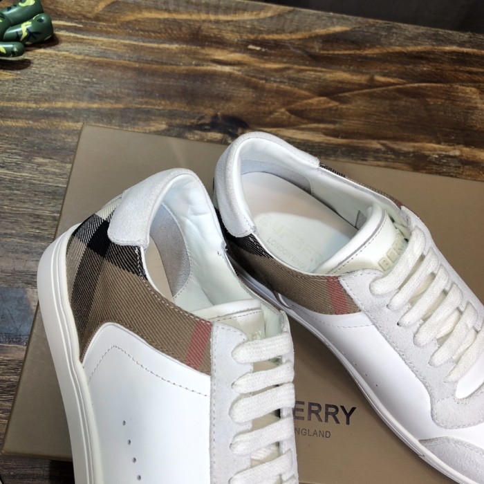 Burberry Leather Suede and House Check Sneakers Optic White