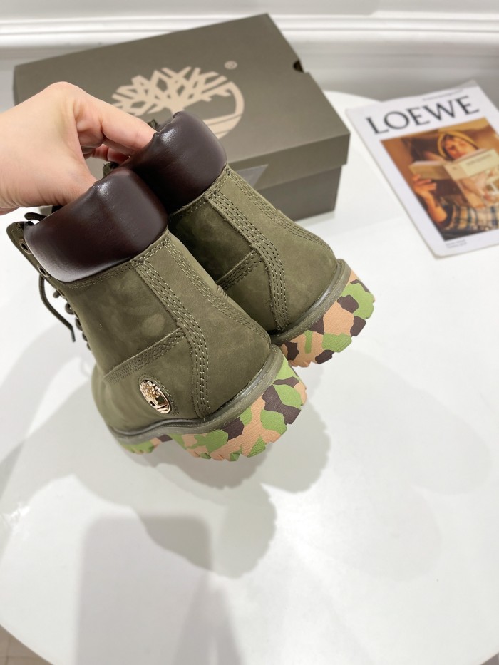 Timberland ICON 6IN PREMIUM BOOT ARMY GREEN NUBUCK WITH CAMO OUTSOLE TB06716B Men's Boots 6 Inch Premium Boots Work Boots