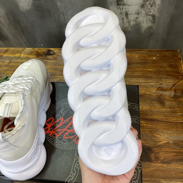 Versace Chain Reaction White Mesh Rubber Suede