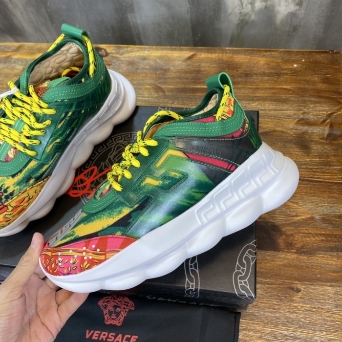 VERSACE Chain Reaction Versace Low Top Casual Shoes Men's Green