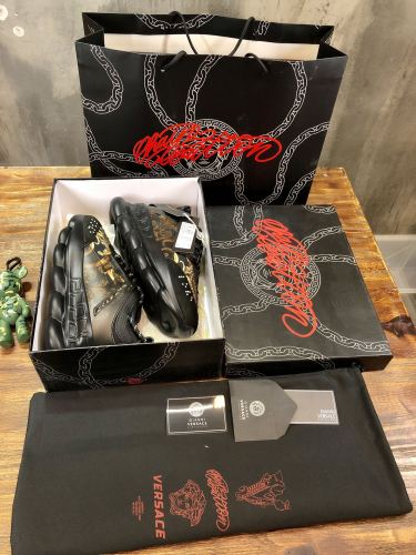 Versace Chain Reaction Central Greek Key Print Black