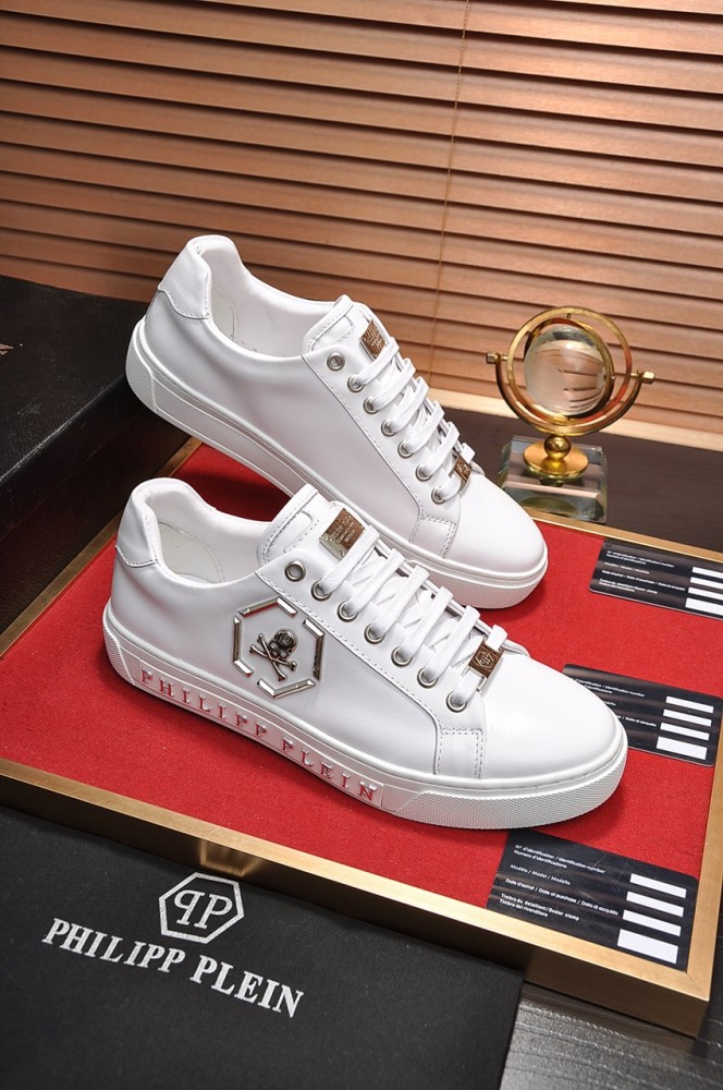 PHILIPP PLEIN Low-Top Stylish Skateboarding Shoes Men's White