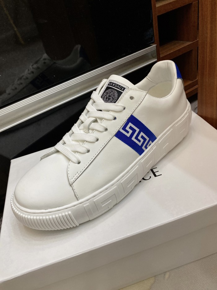 Versace Greca Lace-up Sneakers White Blue