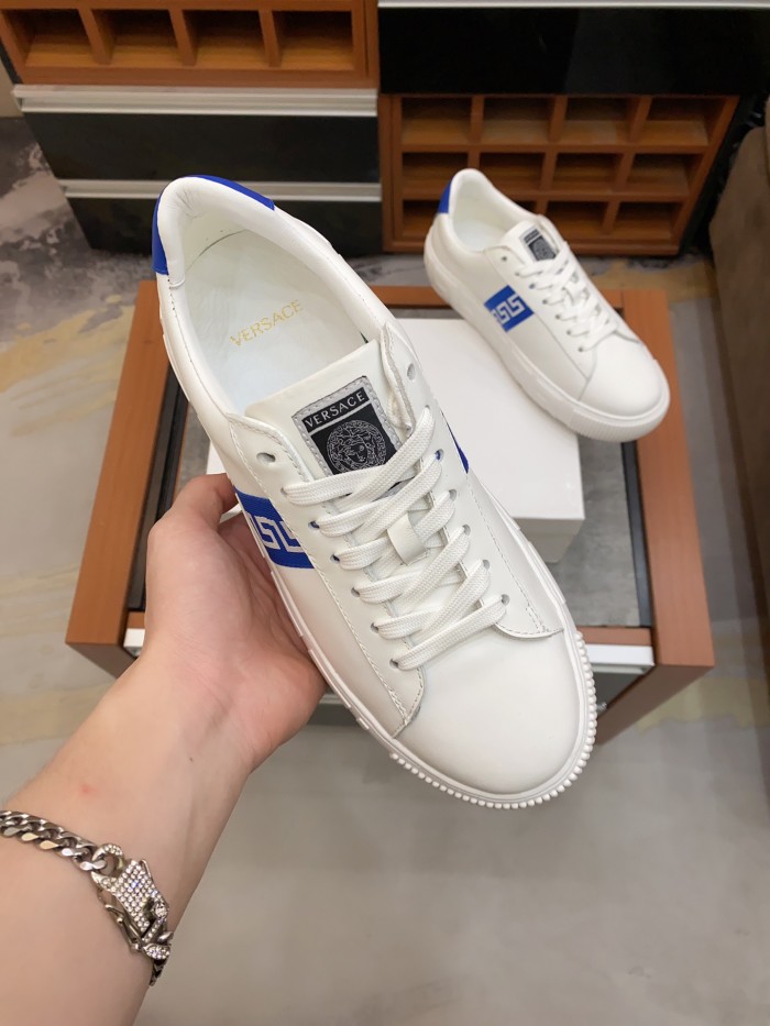 Versace Greca Lace-up Sneakers White Blue
