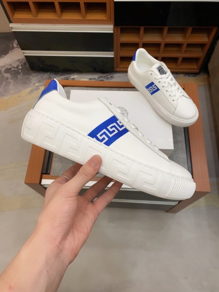 Versace Greca Lace-up Sneakers White Blue