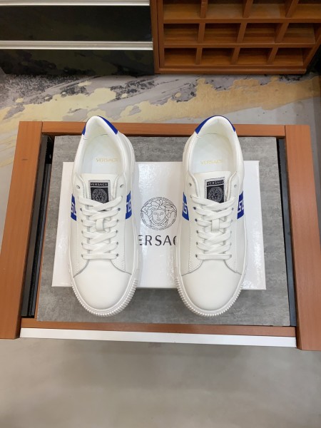 Versace Greca Lace-up Sneakers White Blue