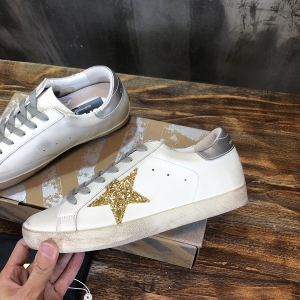 Golden Goose Super Star Low top Skateboard Shoes Women's Silver White