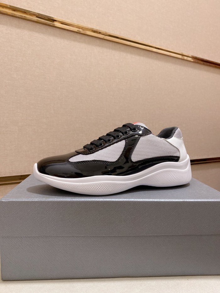 Prada America's Cup Anti-slip wear-resistant low-top sports shoes casual shoes for men black and white