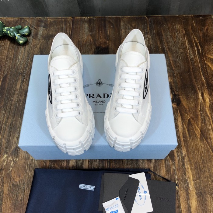 PRADA Double Wheel Re nylon Gabardine Sneakers 'White' Women's