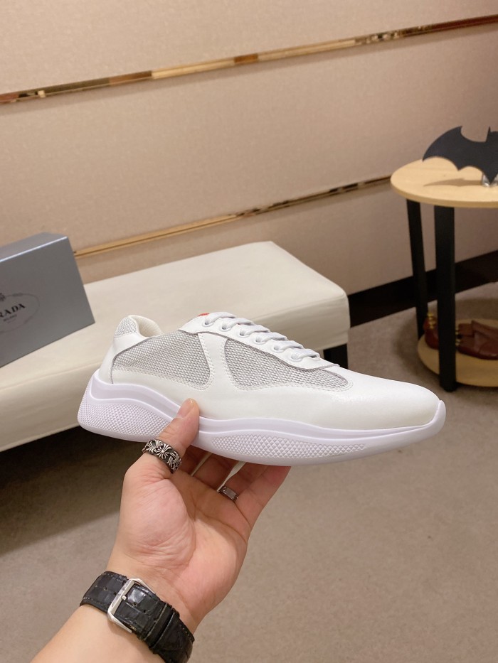 Prada America's Cup Patent leather low-top sneakers for men silver