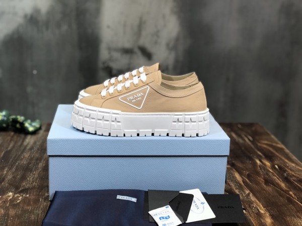PRADA Women's Gabardine Wheel Platform 'Light Brown'