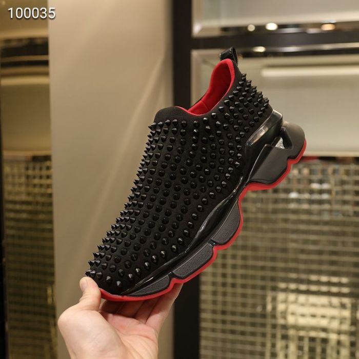 Christian Louboutin Spike Sock Black Red