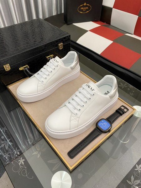 PRADA Low Top Skateboard Shoes Women's White