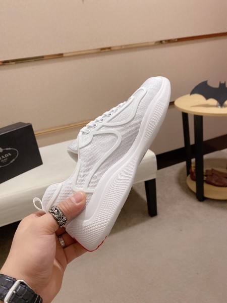 Prada America's Cup Lambskin leather sports low-top lifestyle shoes men's white