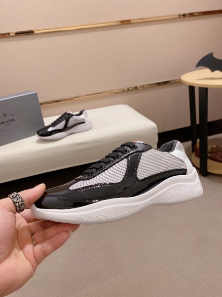 Prada America's Cup Anti-slip wear-resistant low-top sports shoes casual shoes for men black and white