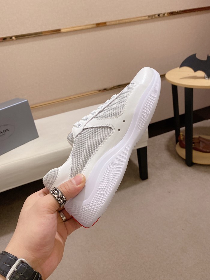 Prada America's Cup Patent leather low-top sneakers for men silver