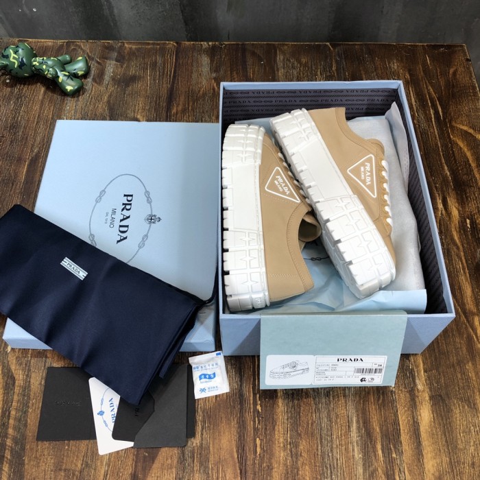 PRADA Women's Gabardine Wheel Platform 'Light Brown'