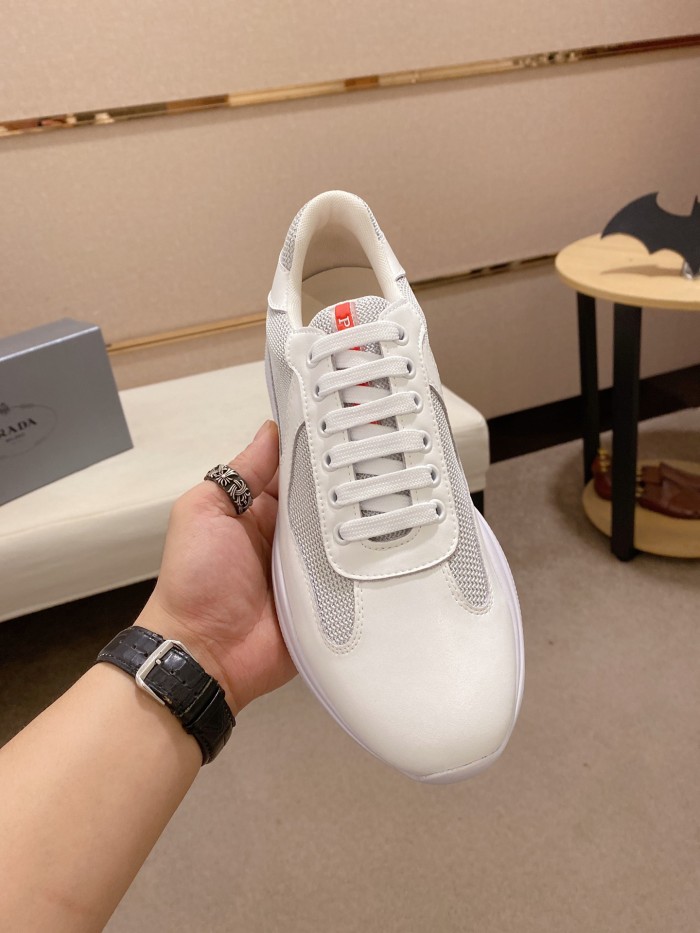 Prada America's Cup Patent leather low-top sneakers for men silver