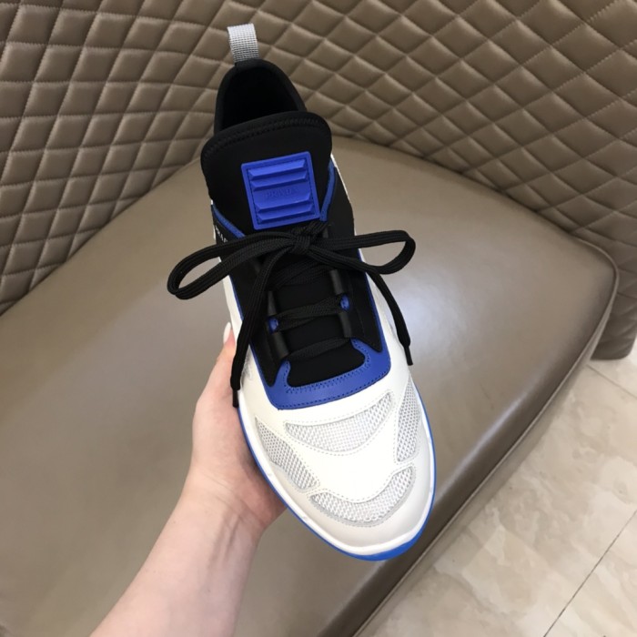 PRADA Low-Top Sports Casual Shoes Men's White Blue