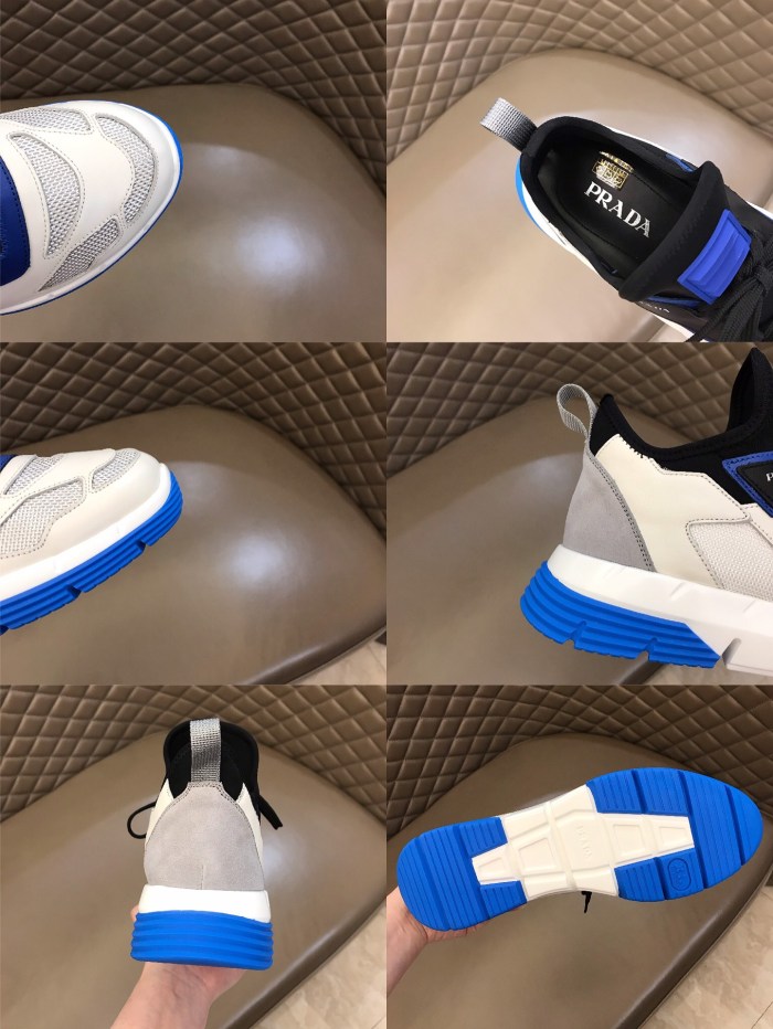 PRADA Low-Top Sports Casual Shoes Men's White Blue