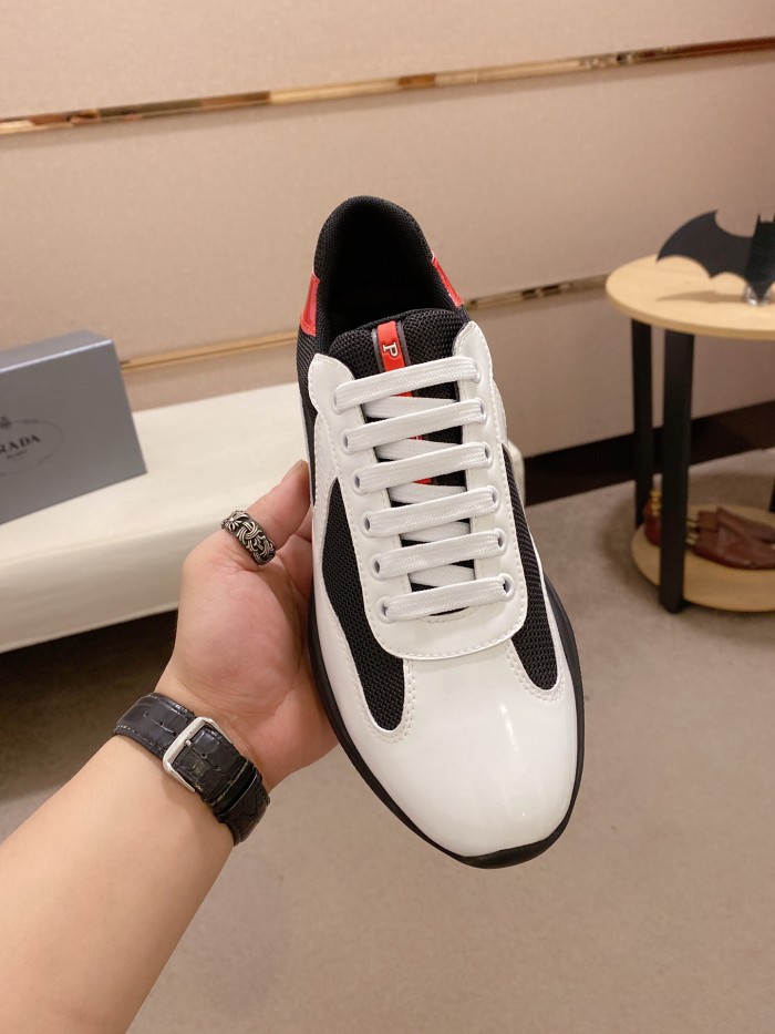 Prada America's Cup Comfortable and breathable non-slip wear-resistant low-top casual shoes for men in black and white
