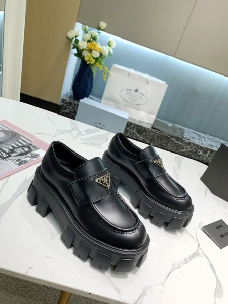 Prada Brushed leather Monolith loafers