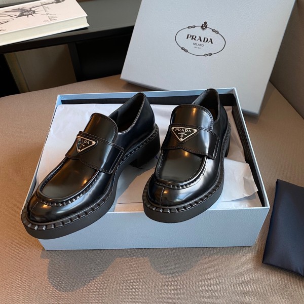 PRADA 35mm Loafer Black Brushed Leather