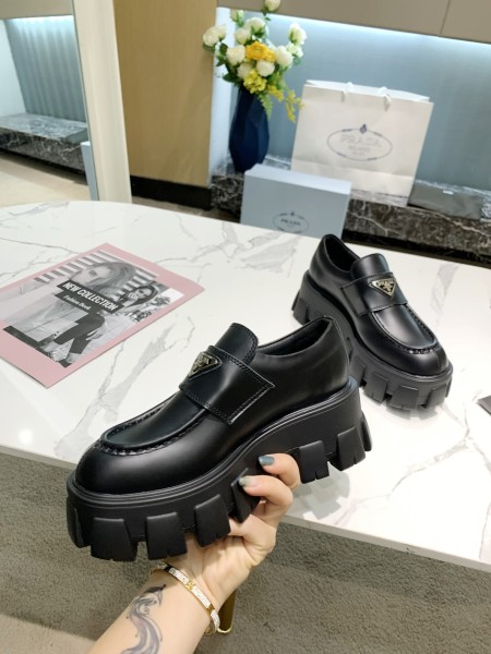 Prada Brushed leather Monolith loafers