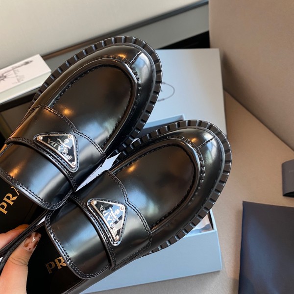 PRADA 35mm Loafer Black Brushed Leather