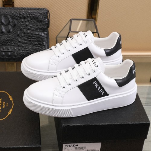 PRADA Low top Skateboard Shoes Men's Black White