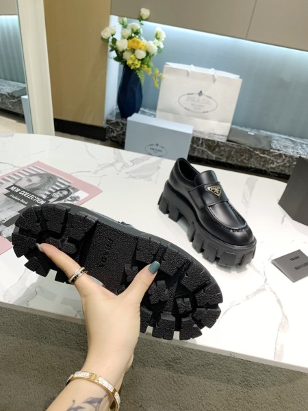 Prada Brushed leather Monolith loafers