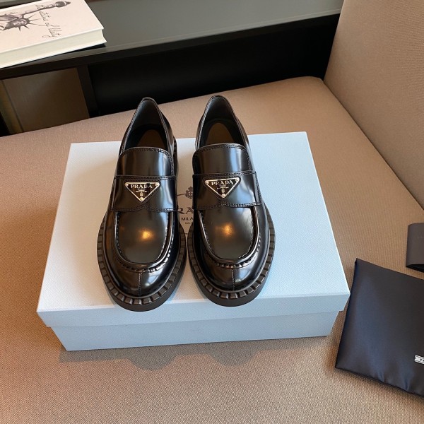 PRADA 35mm Loafer Black Brushed Leather